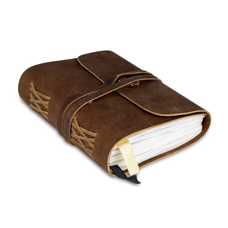 Wanderings Leather Bound Journal with White Paper , 7"x5", 240 Pages â€“ Handmade Genuine Leather Notebook with Blank Pages â€“ Travel Notebook Writing, Drawing, as Sketchbook, Gift for Writers, Women and Men - Image 1
